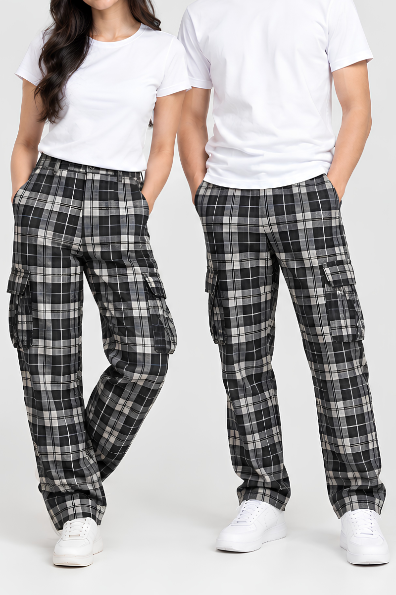 Cotton Check Cargo Trouser