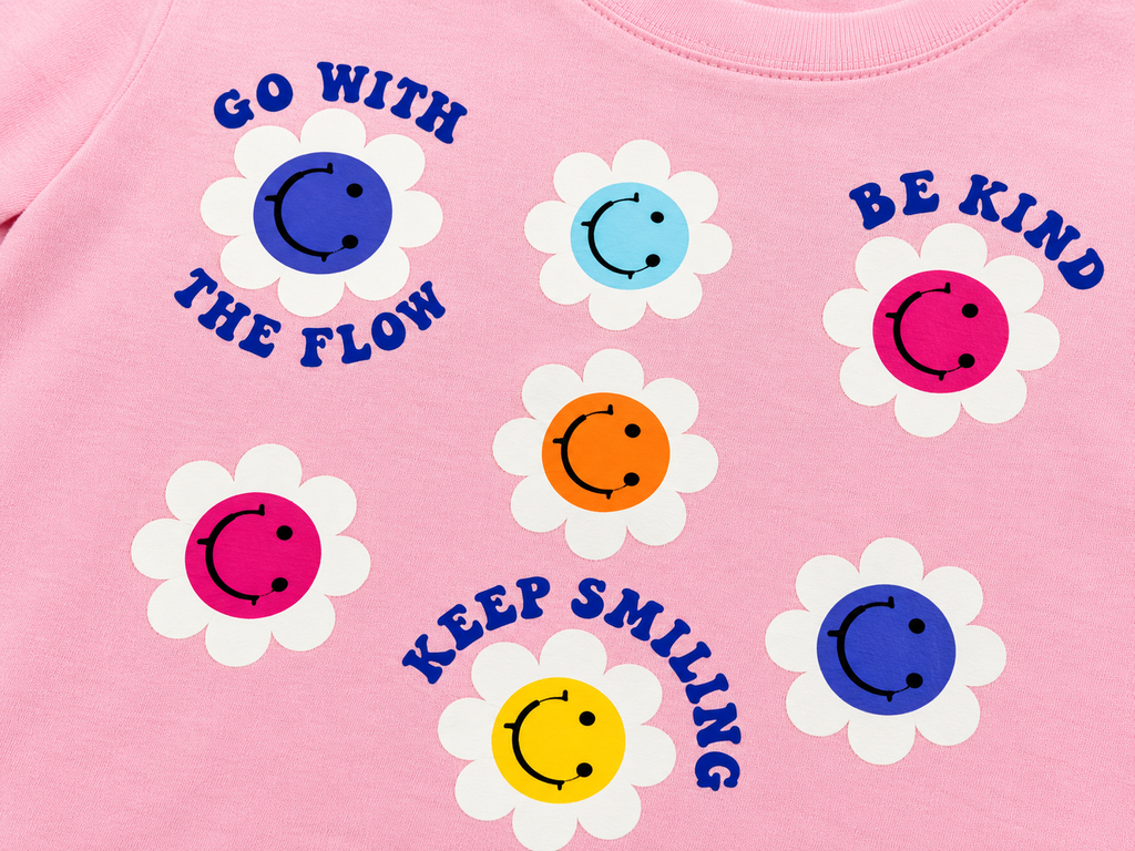 Premium Pink Smiley Graphic T-Shirt for Girls 🌸😊
