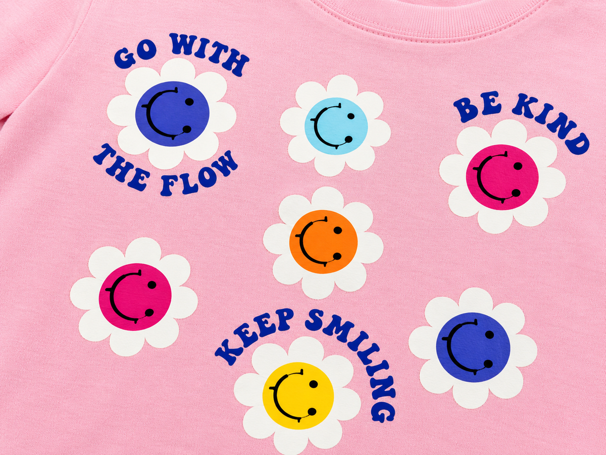 Premium Pink Smiley Graphic T-Shirt for Girls 🌸😊