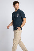 Easyhy 'BRAZIL' Football Heritage Polo Shirt, Navy/White"