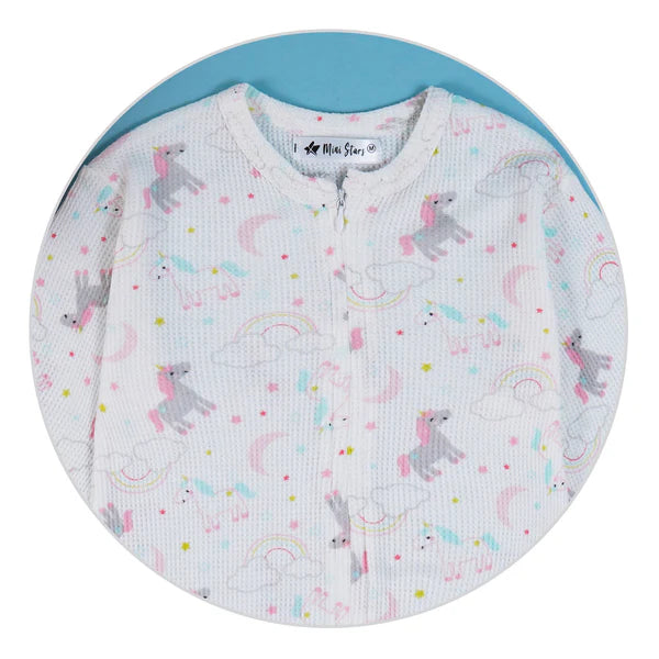 Baby Hooded Cotton Romper Unicorn Pink - Mini Charm