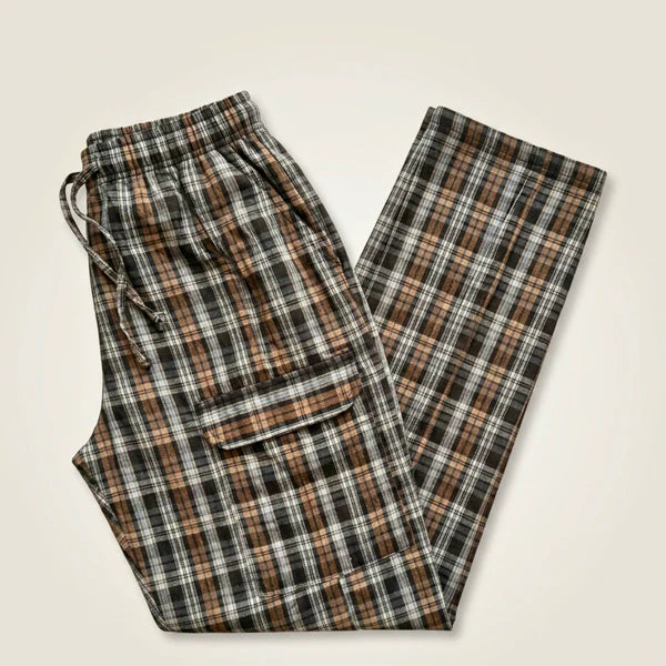 Stylish 4-Pocket Pure Cotton Check Cargo Trouser for Men