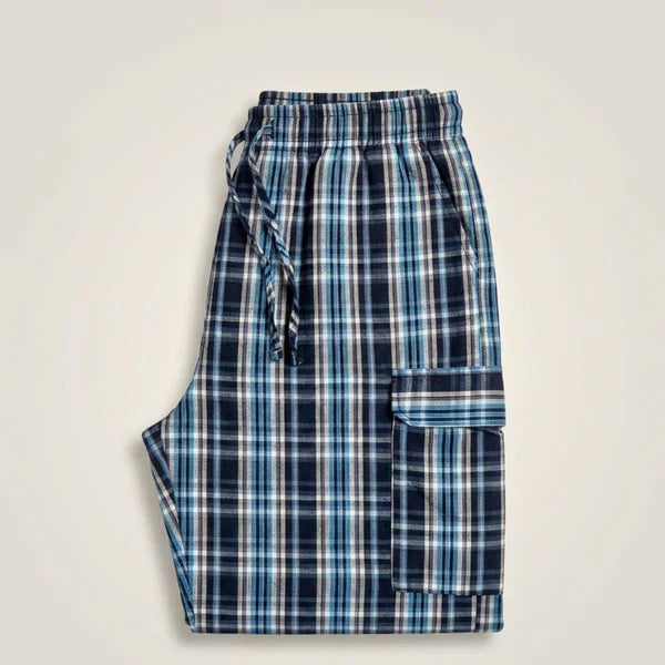 Stylish 4-Pocket Pure Cotton Check Cargo Trouser for Men