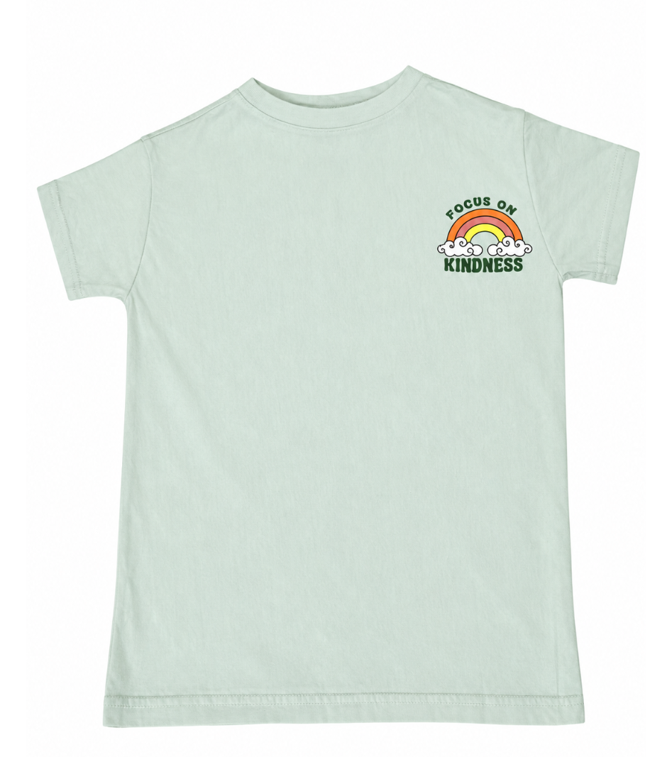 Premium Mint Green Rainbow Graphic T-Shirt for Kids