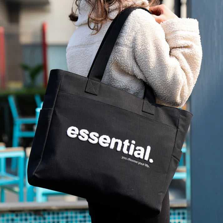 Minimalist "Essential" Multi-Pocket Canvas Tote