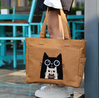 Whimsical "Nesting Cats" Canvas Carryall